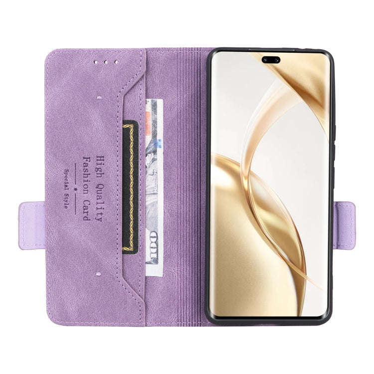 For Honor 200 Pro Magnetic Clasp Flip Leather Phone Case(Purple)