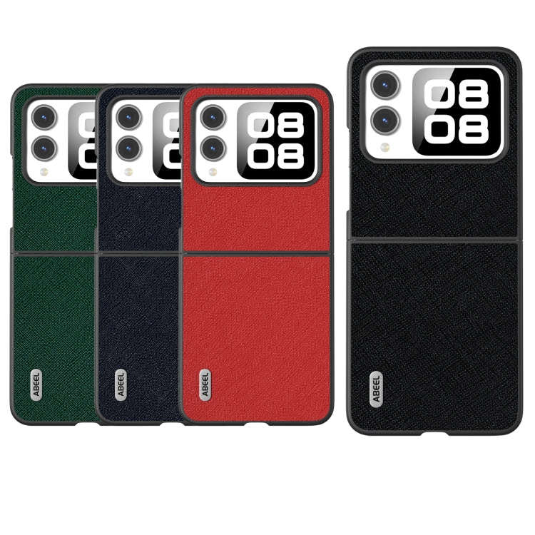 For Huawei nova Flip ABEEL Cross Texture Genuine Leather Phone Case(Black)