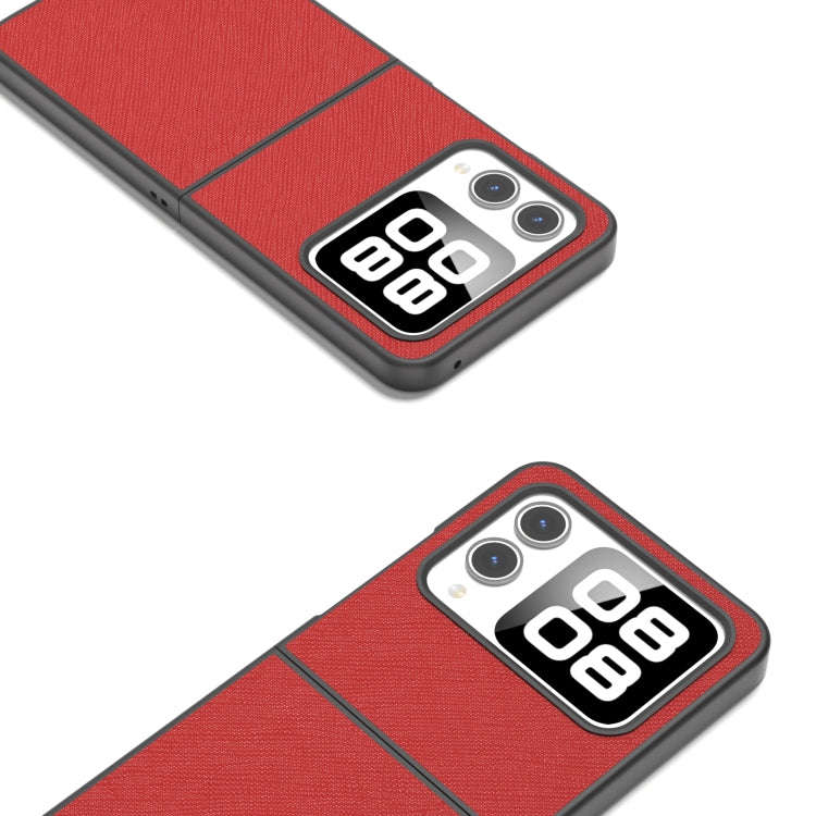 For Huawei nova Flip ABEEL Cross Texture Genuine Leather Phone Case(Red)