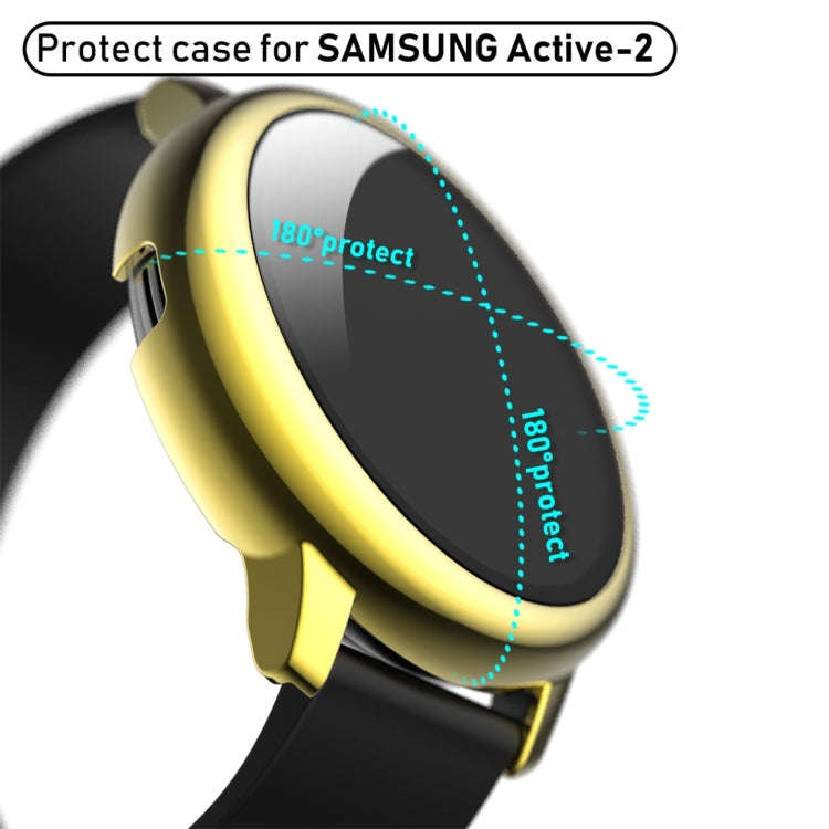 For Samsung Galaxy Watch Active 2 40mm Electroplate PC Protective Case with Tempered Glass Film(G...