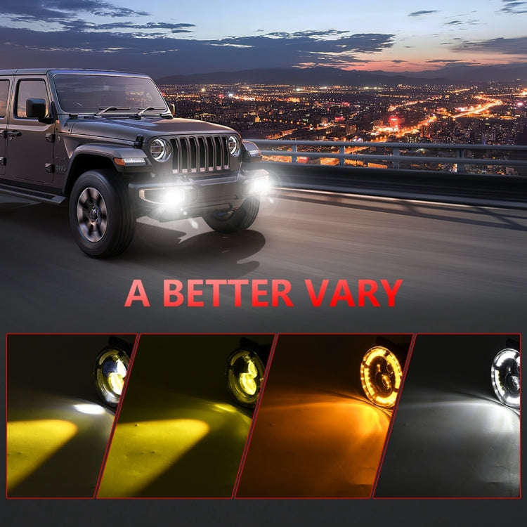 For Jeep Wrangler JK 2 Door 2007-2015 Y4 4 inch 1 Pair Light Guide Dual Lens Fog Light(Yellow White)
