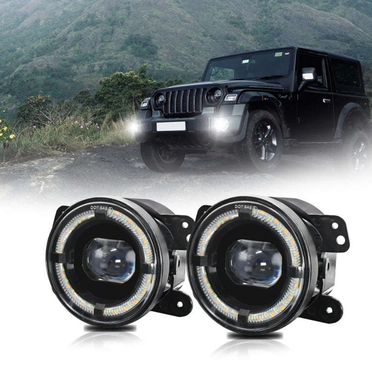 For Jeep Wrangler JK 2 Door 2007-2015 Y5 4 inch 1 Pair Light Guide Single Lens Fog Light(Yellow W...