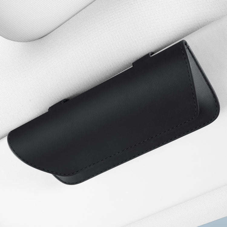 3064 Napa Texture Leather Car Glasses Storage Bag(Black)