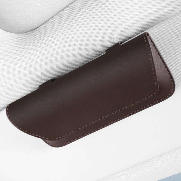 3064 Napa Texture Leather Car Glasses Storage Bag(Brown)