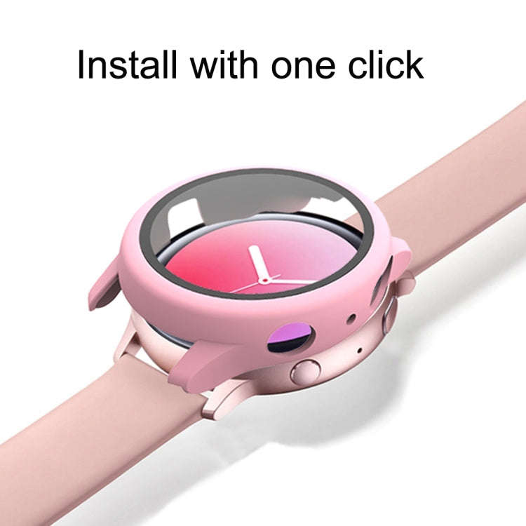 For Samsung Galaxy Watch Active 2 40mm PC Protective Case with Tempered Glass Film(Silver)