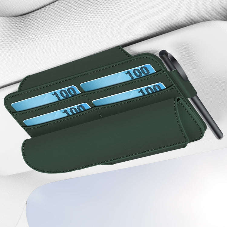3073 Napa Texture Leather Car Removable Glasses Storage Bag(Green)