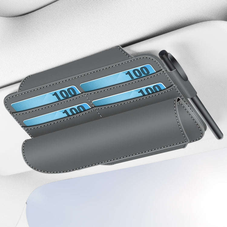 3073 Napa Texture Leather Car Removable Glasses Storage Bag(Grey)