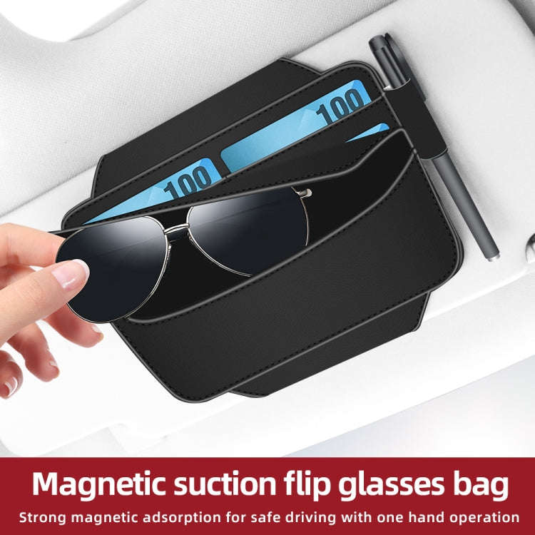 3073 Napa Texture Leather Car Removable Glasses Storage Bag(Grey)