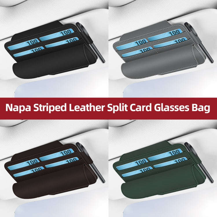 3073 Napa Texture Leather Car Removable Glasses Storage Bag(Brown)