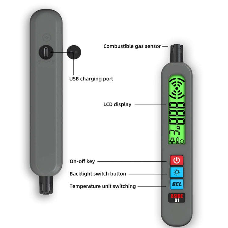BSIDE G1 Portable Rechargeable Combustible Gas Detector