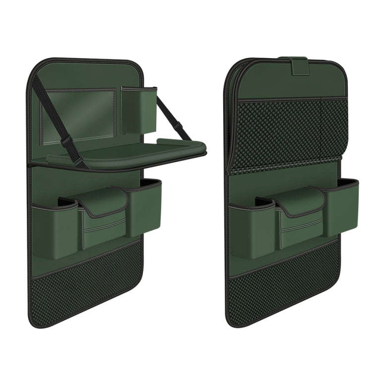 4041 Napa Texture Leather Car Seat Back Storage Bag Folding Dining Table(Olive Green)