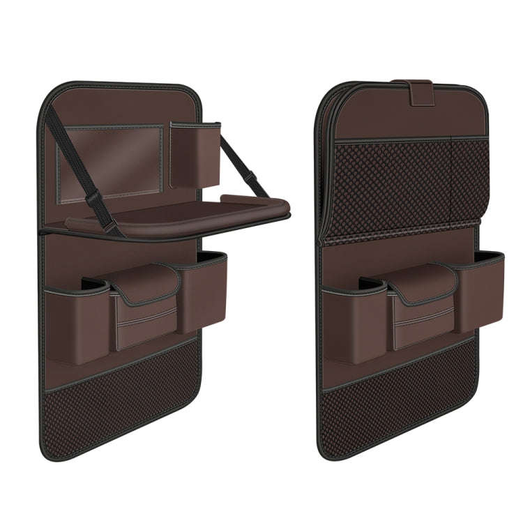 4041 Napa Texture Leather Car Seat Back Storage Bag Folding Dining Table(Brown)