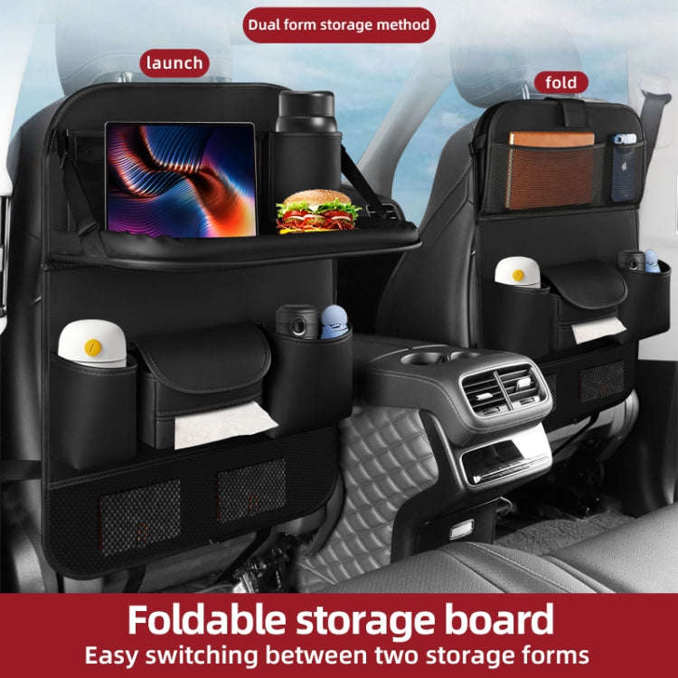 4041 Napa Texture Leather Car Seat Back Storage Bag Folding Dining Table(Grey)