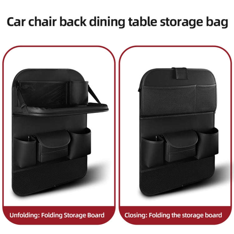 4041 Napa Texture Leather Car Seat Back Storage Bag Folding Dining Table(Grey)