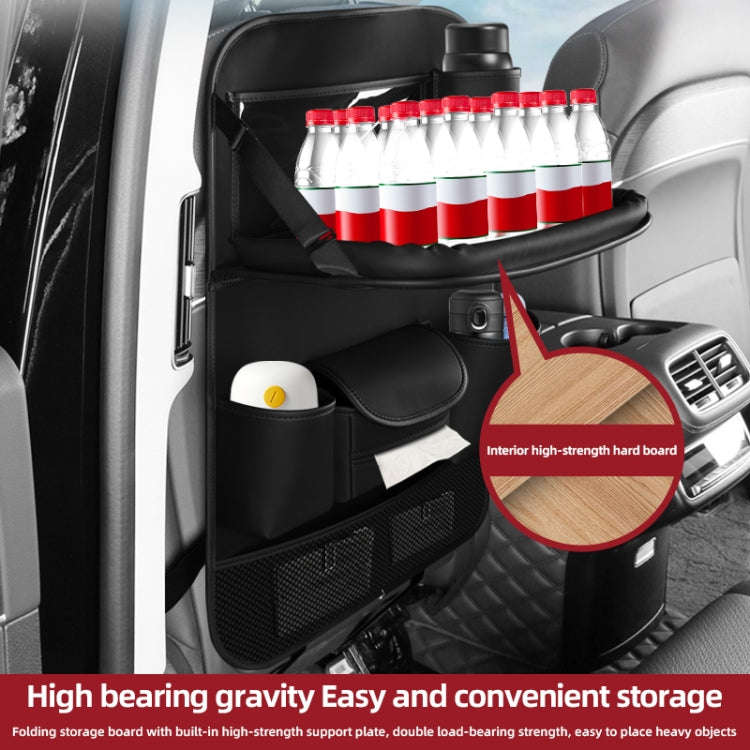 4041 Napa Texture Leather Car Seat Back Storage Bag Folding Dining Table(Grey)
