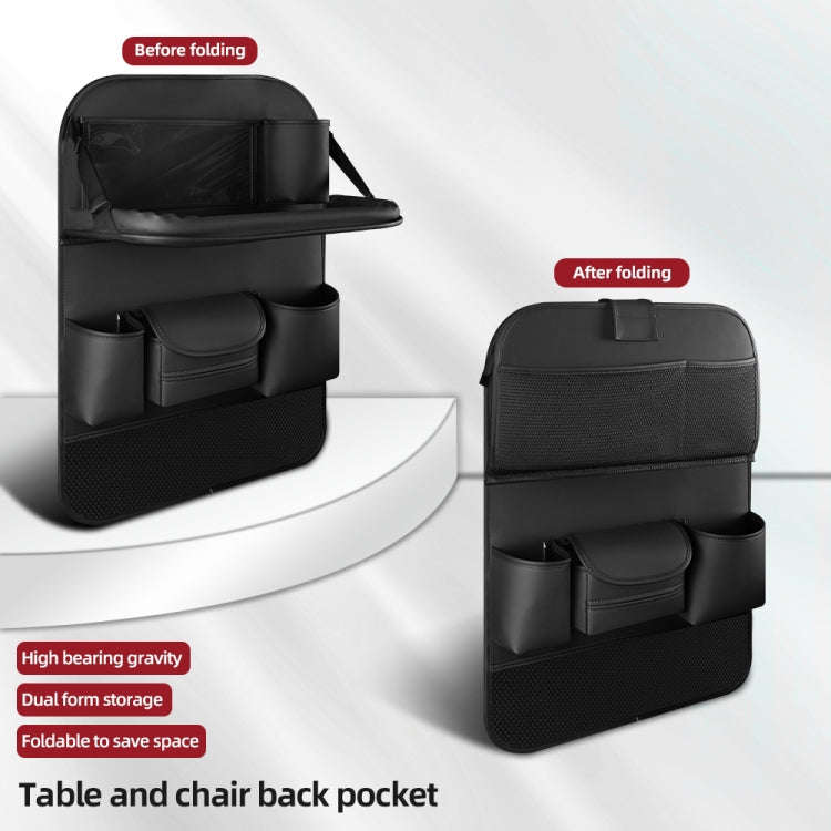 4041 Napa Texture Leather Car Seat Back Storage Bag Folding Dining Table(Grey)