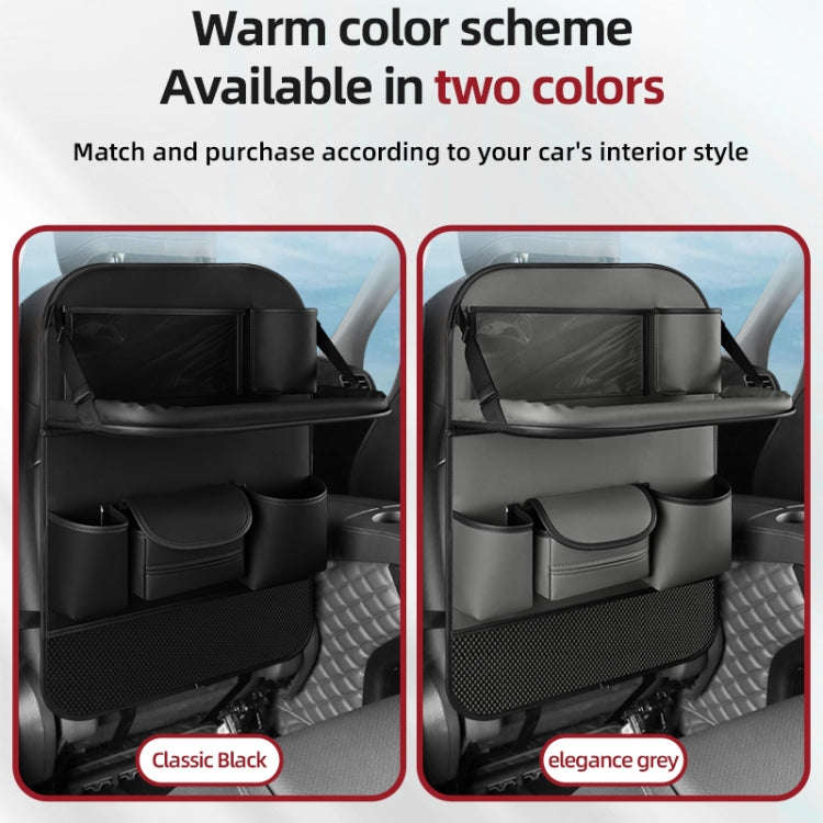 4041 Napa Texture Leather Car Seat Back Storage Bag Folding Dining Table(Grey)
