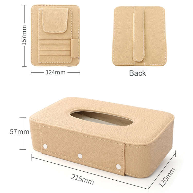 Car Litchi Texture Hanging Tissue Box Sun Visor Card Storage Clip(Black)