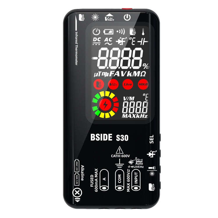 BSIDE S30 Smart Color Screen Infrared Temperature Measurement Multimeter(Black)