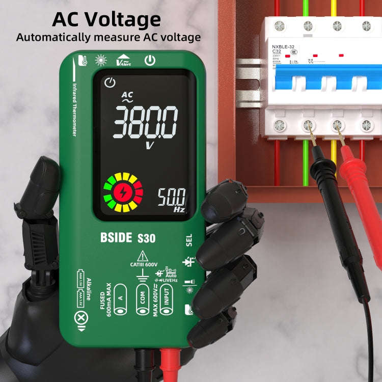 BSIDE S30 Smart Color Screen Infrared Temperature Measurement Multimeter(Black)
