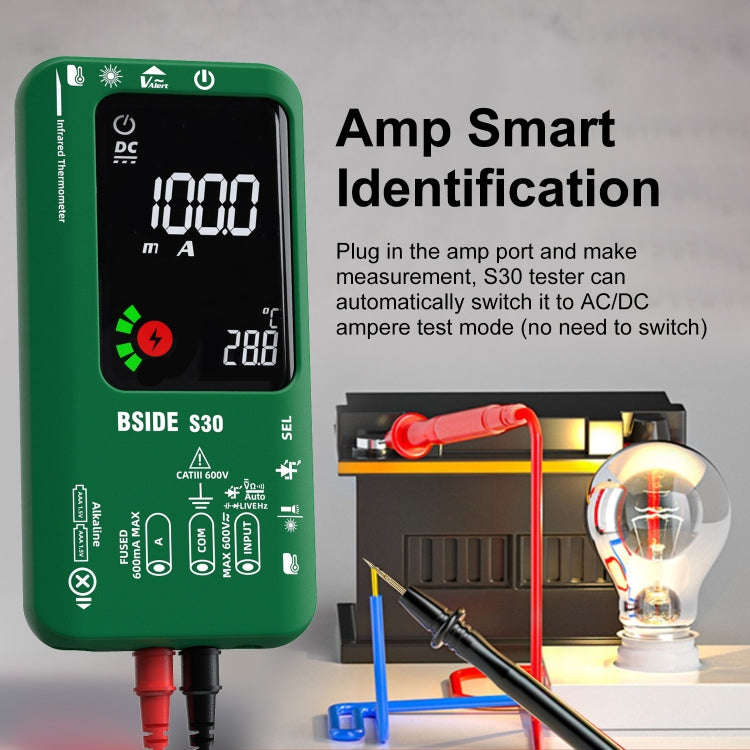BSIDE S30 Smart Color Screen Infrared Temperature Measurement Multimeter(Black)