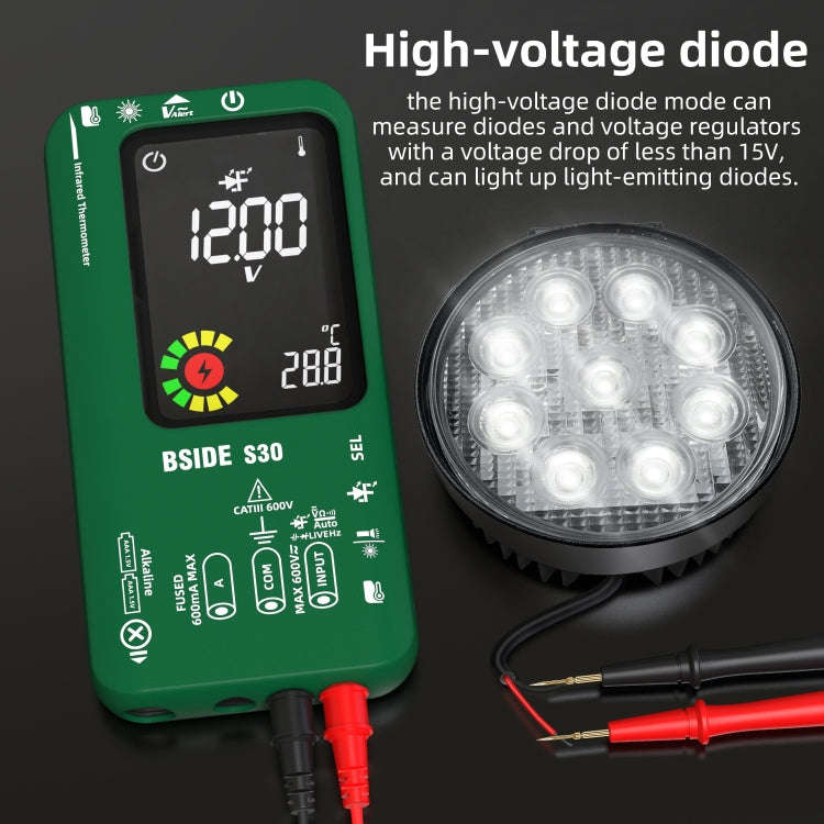 BSIDE S30 Smart Color Screen Infrared Temperature Measurement Multimeter(Green)