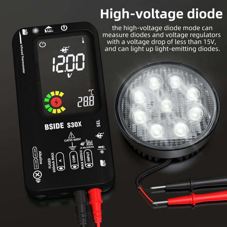 BSIDE S30X Smart Color Screen Infrared Temperature Measurement Multimeter(Black)