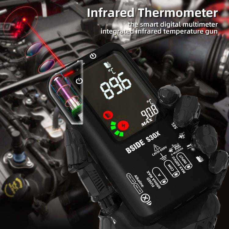 BSIDE S30X Smart Color Screen Infrared Temperature Measurement Multimeter(Black)