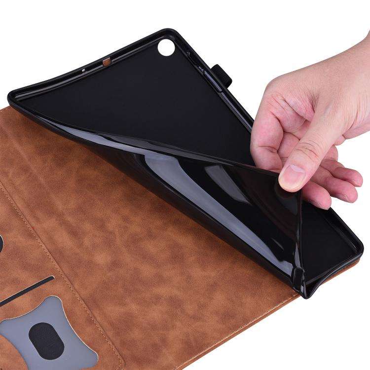 For Lenovo Xiaoxin Pad 11 2025 Splicing Shockproof Leather Tablet Case(Brown)
