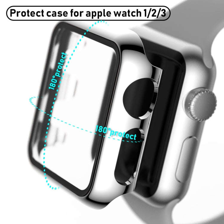 For Apple Watch Series 3 & 2 & 1 42mm Full Coverage Plating Glass Case(Silver)