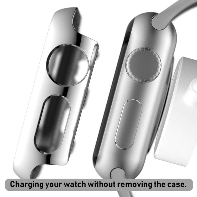 For Apple Watch Series 3 & 2 & 1 42mm Full Coverage Plating Glass Case(Silver)