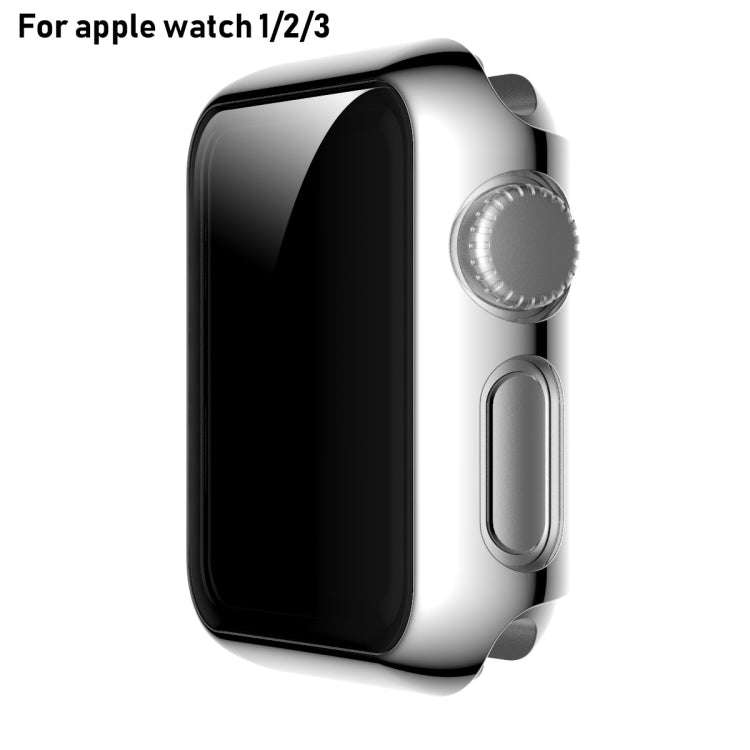 For Apple Watch Series 3 & 2 & 1 42mm Full Coverage Plating Glass Case(Silver)