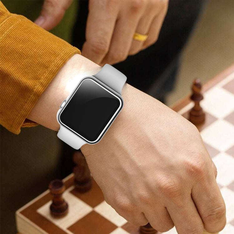 For Apple Watch Series 3 & 2 & 1 42mm Full Coverage Plating Glass Case(Silver)