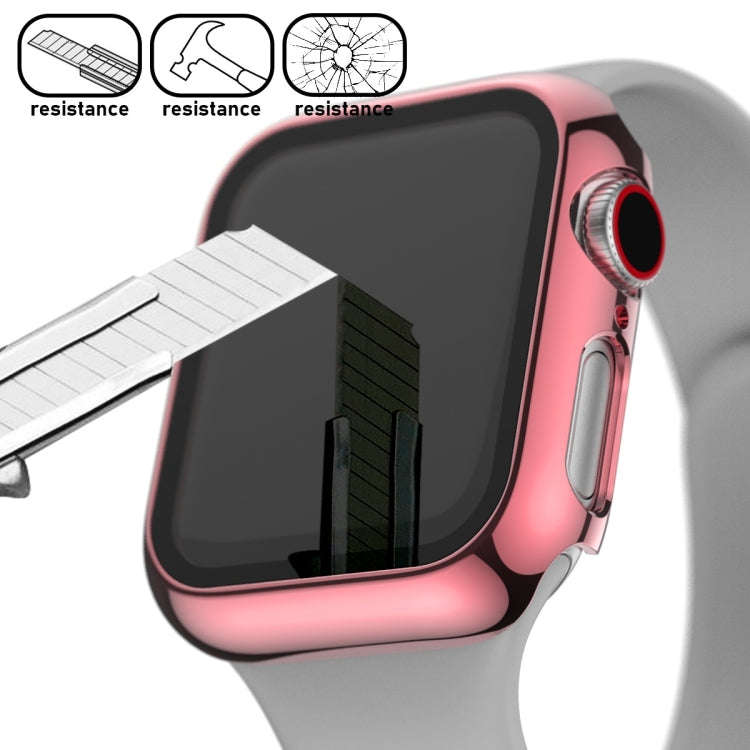 For Apple Watch Series 5 & 4 40mm Full Coverage Plating Glass Case(Pink)
