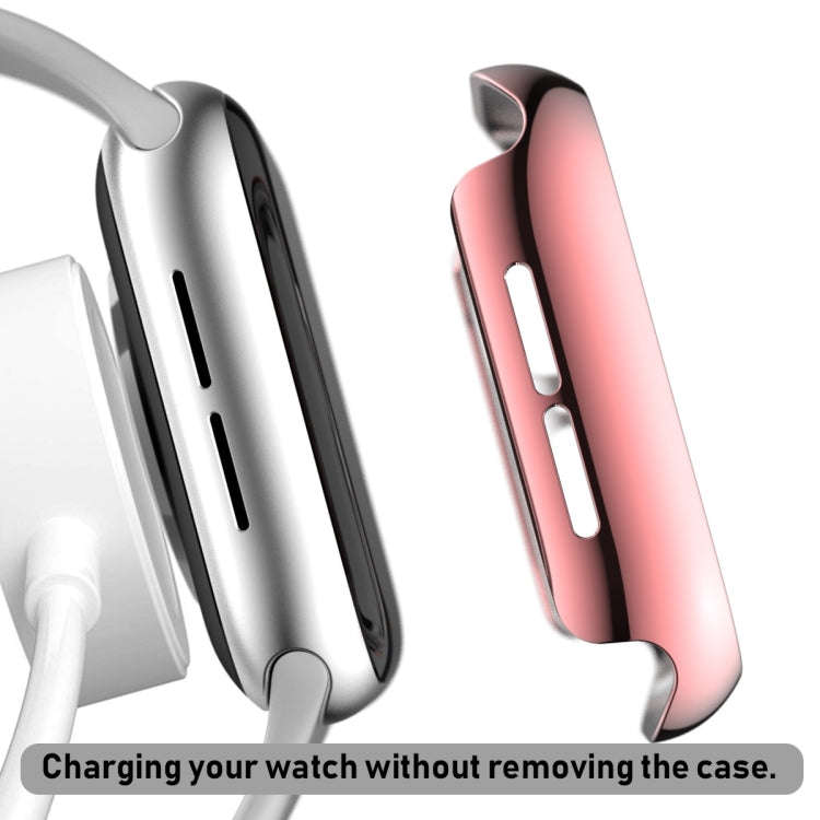 For Apple Watch Series 5 & 4 40mm Full Coverage Plating Glass Case(Pink)