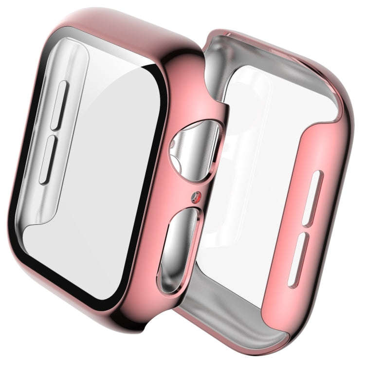 For Apple Watch Series 5 & 4 44mm Full Coverage Plating Glass Case(Pink)