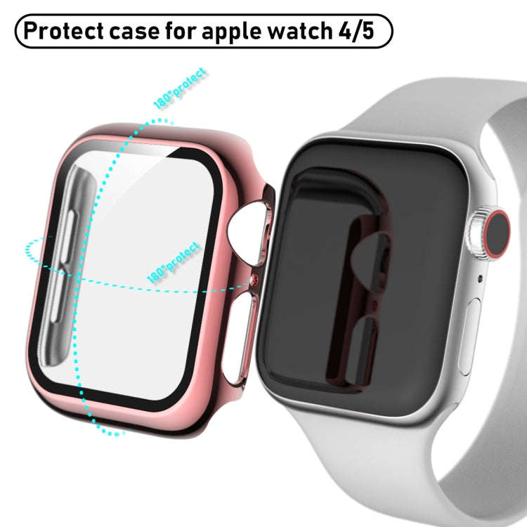 For Apple Watch Series 5 & 4 44mm Full Coverage Plating Glass Case(Pink)