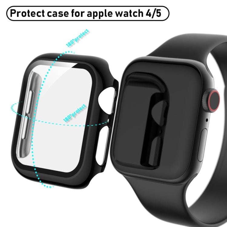 For Apple Watch Series 5 & 4 44mm Full Coverage Plating Glass Case(Black)