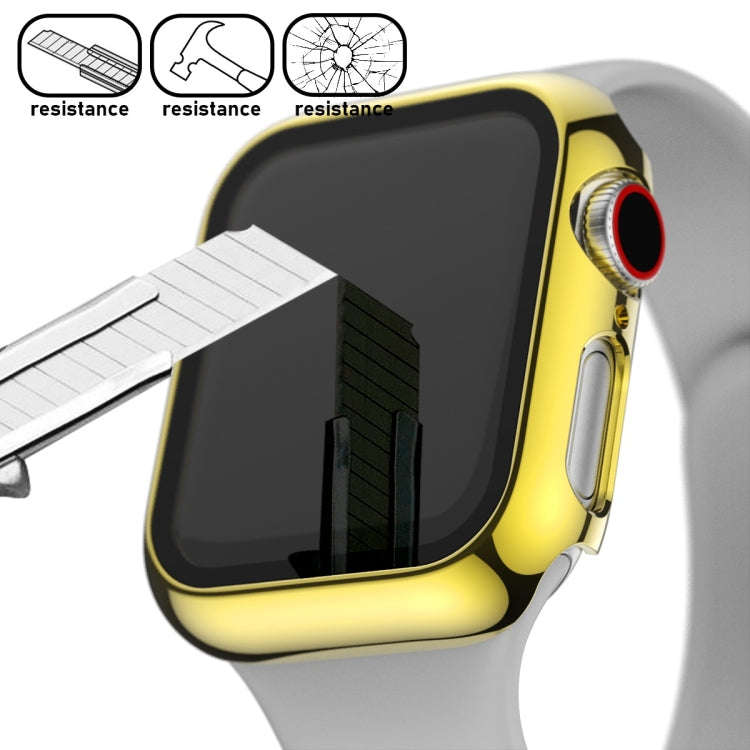 For Apple Watch Series 5 & 4 44mm Full Coverage Plating Glass Case(Gold)