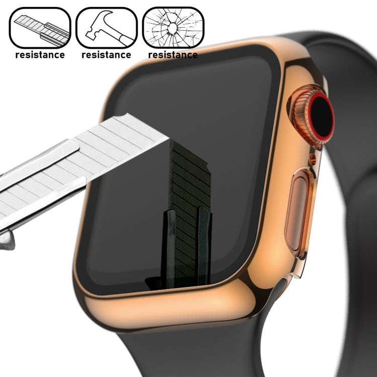 For Apple Watch Series 5 & 4 44mm Full Coverage Plating Glass Case(Rose Gold)