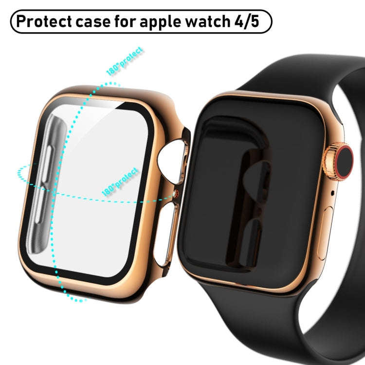 For Apple Watch Series 5 & 4 44mm Full Coverage Plating Glass Case(Rose Gold)