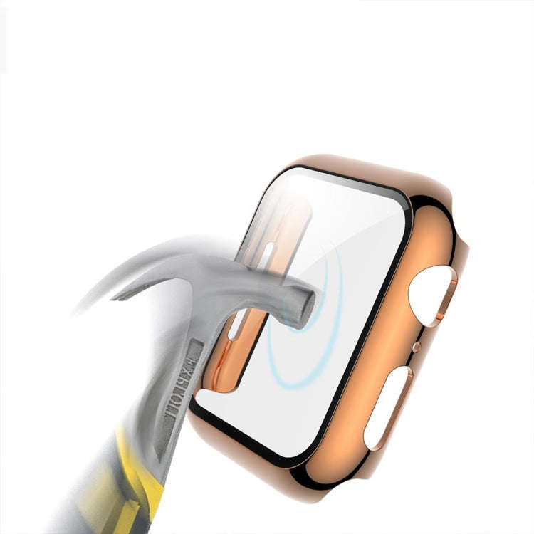 For Apple Watch Series 3 & 2 & 1  42mm Electroplated PC Case + Tempered Film Integrated Protectiv...