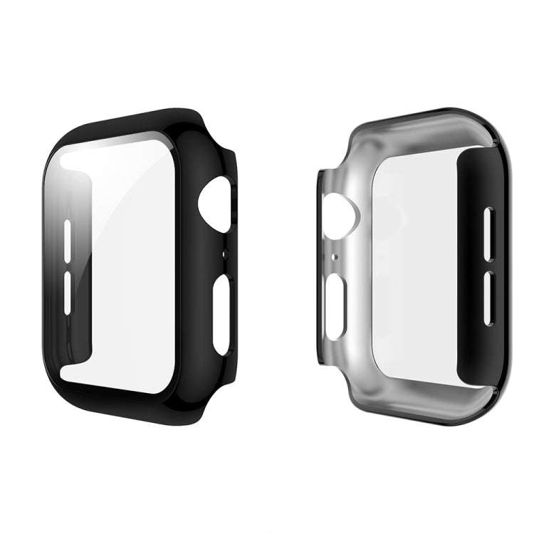 For Apple Watch Series 5 & 4 44mm Electroplated PC Case + Tempered Film Integrated Protective Cov...