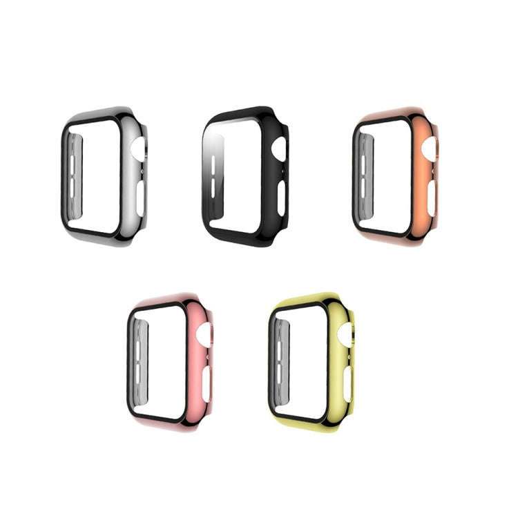 For Apple Watch Series 5 & 4 44mm Electroplated PC Case + Tempered Film Integrated Protective Cov...