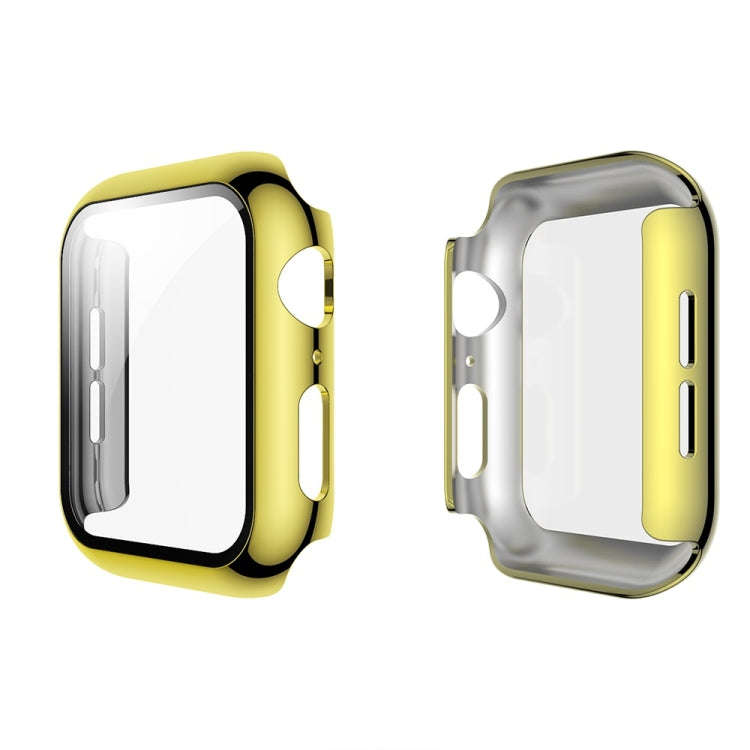 For Apple Watch Series 5 & 4 44mm Electroplated PC Case + Tempered Film Integrated Protective Cov...