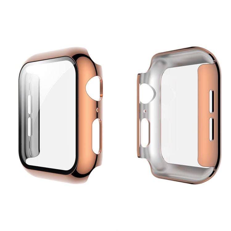 For Apple Watch Series 5 & 4 44mm Electroplated PC Case + Tempered Film Integrated Protective Cov...