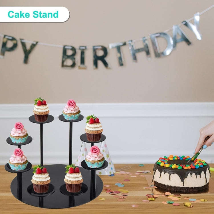 YX034 Acrylic Cupcake Shelf Cartoon Cake Display Stand(Black)