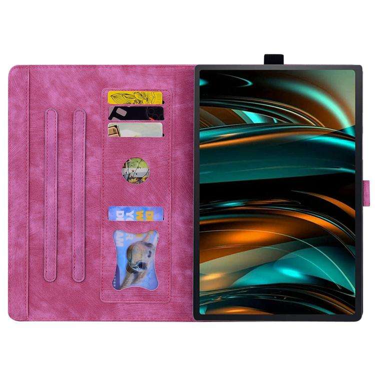 For Lenovo Xiaoxin Pad 11 2025 Cartoon Sakura Cat Embossed Leather Tablet Case(Rose Red)