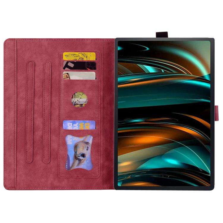 For Lenovo Xiaoxin Pad 11 2025 Cartoon Sakura Cat Embossed Leather Tablet Case(Red)