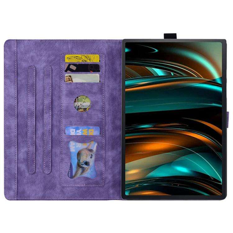 For Lenovo Xiaoxin Pad 11 2025 Cartoon Sakura Cat Embossed Leather Tablet Case(Purple)